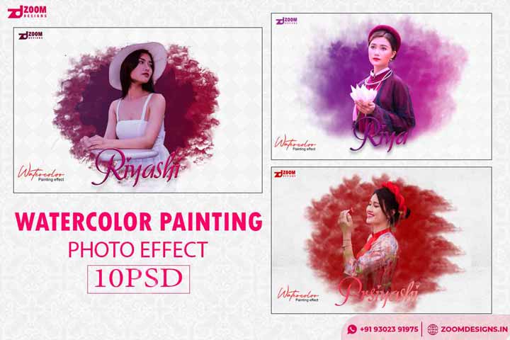 Watercolor Painting Photo Effect Premium Psd | Watercolor Painting