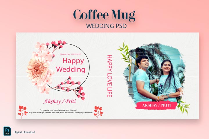 Mug Design Template Psd | Wedding Mug Design psd