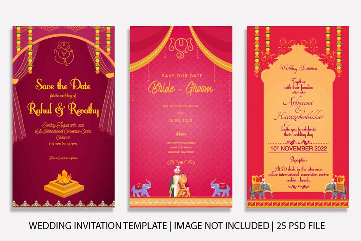 Wedding invitation card template indian