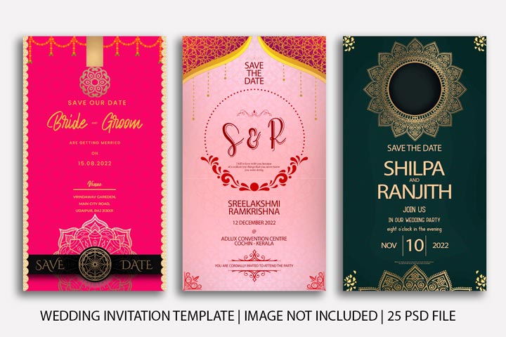 Wedding invitation card template indian