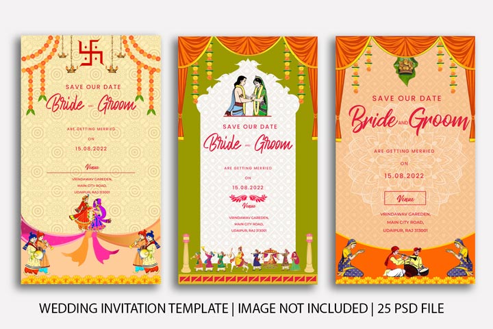 Wedding invitation card template indian