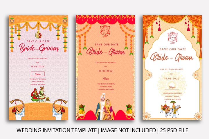 Wedding invitation card template indian