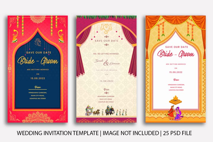 Wedding invitation card template indian