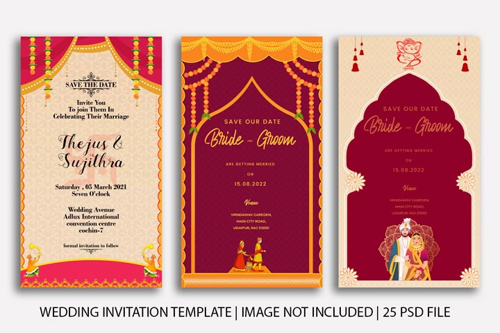 Wedding invitation card template indian