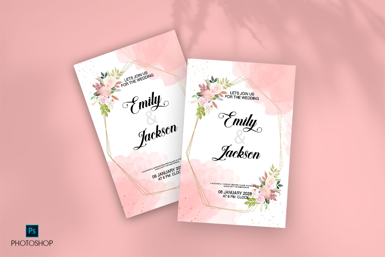 Radiate Love: Pink Blank Wedding Invitation Templates for Your Special Day"