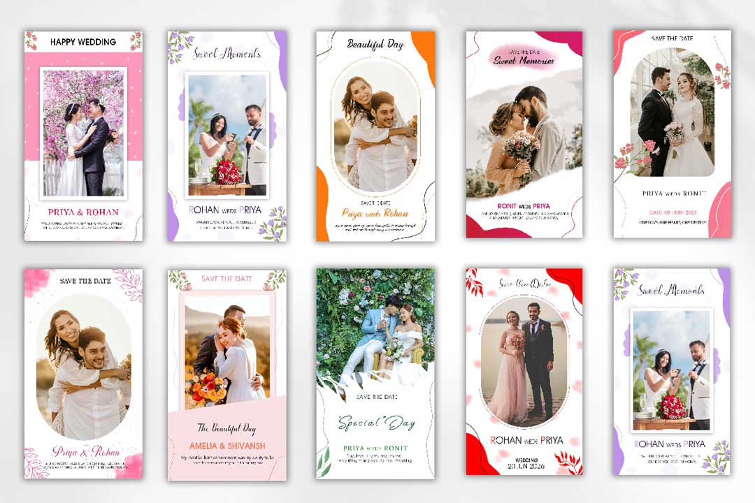 wedding instagram story template PSD