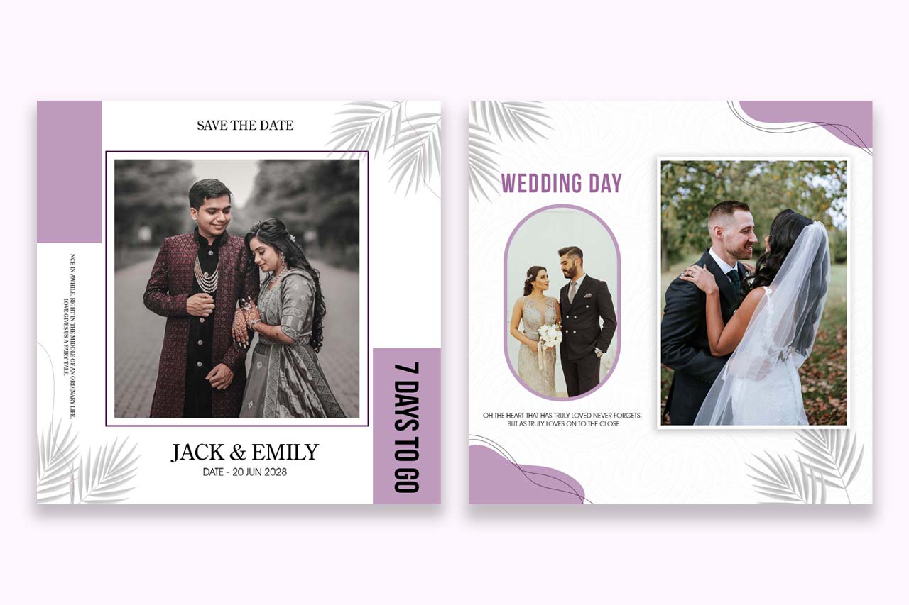 instagram wedding post template save the date