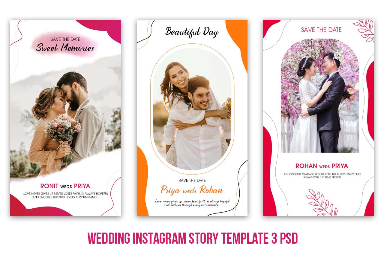 wedding instagram story template psd