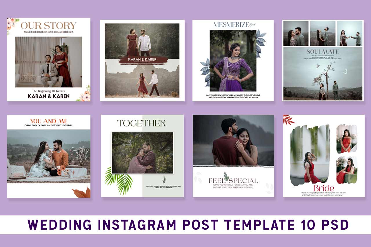 Wedding instagram post template