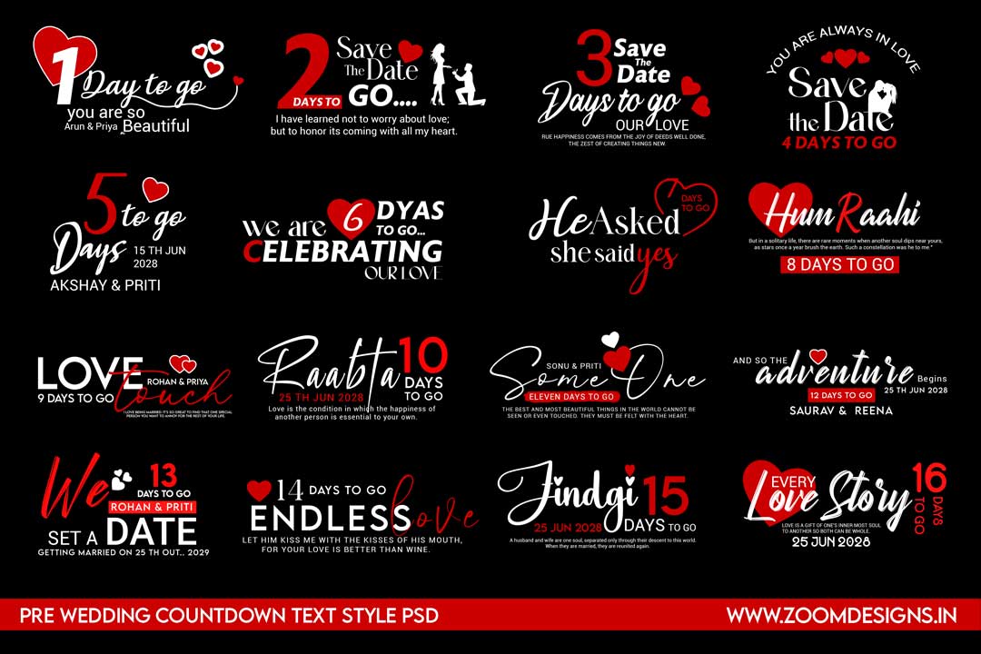 pre wedding days to go psd free download