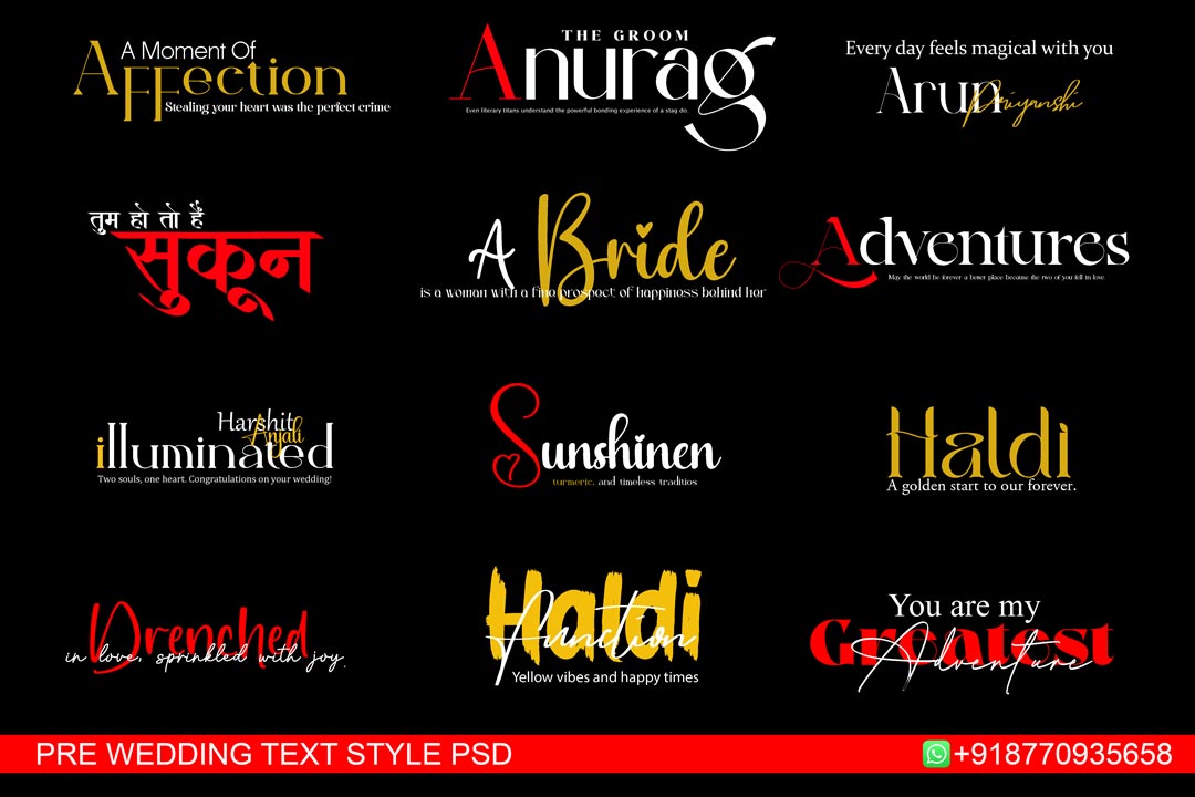 pre wedding text psd free download