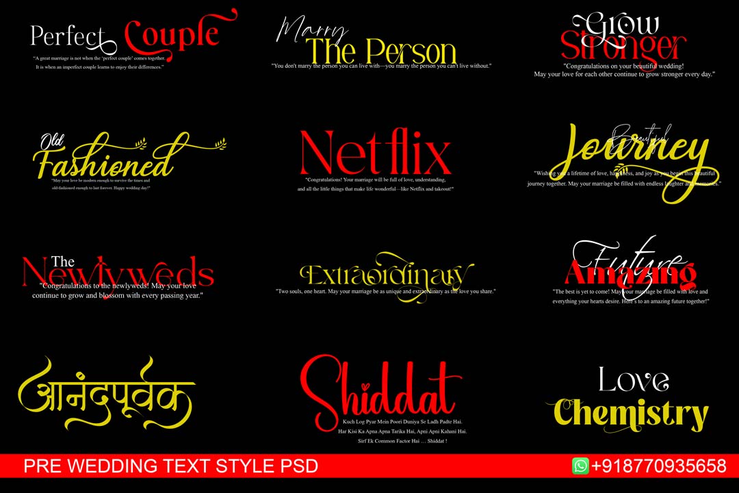 pre wedding text effect